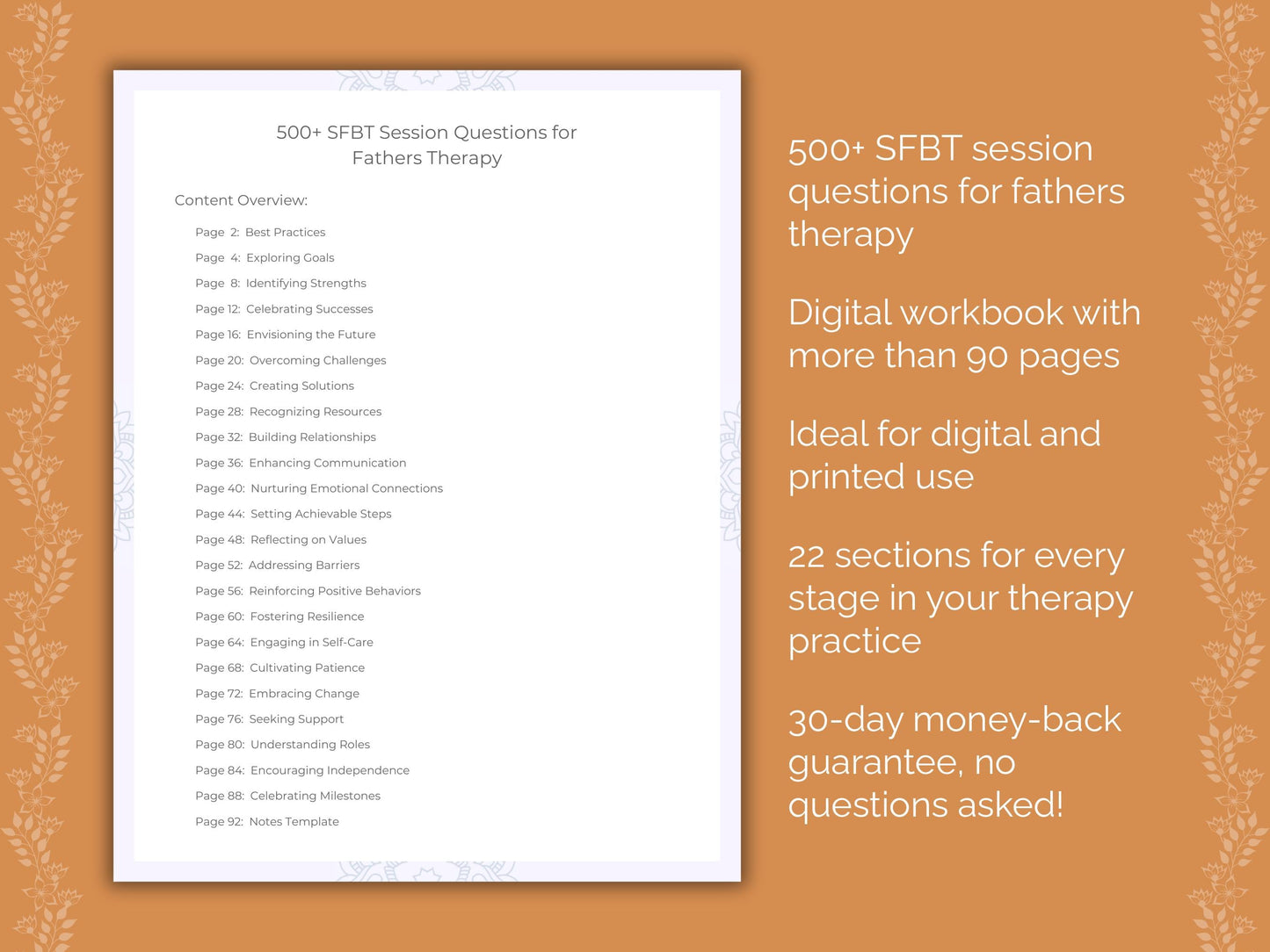 Fathers Solution-Focused Brief Therapy (SFBT) Therapist Worksheets