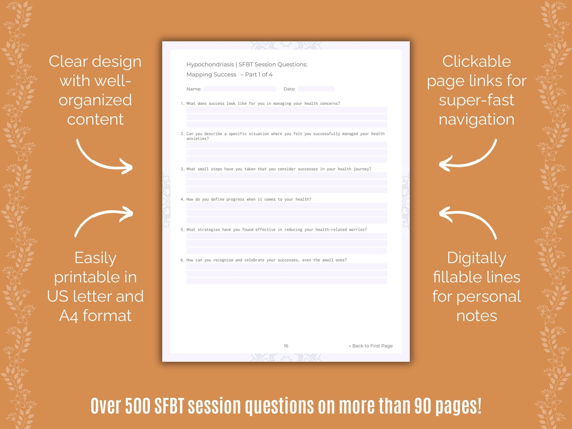 Hypochondriasis Solution-Focused Brief Therapy (SFBT) Counseling Templates