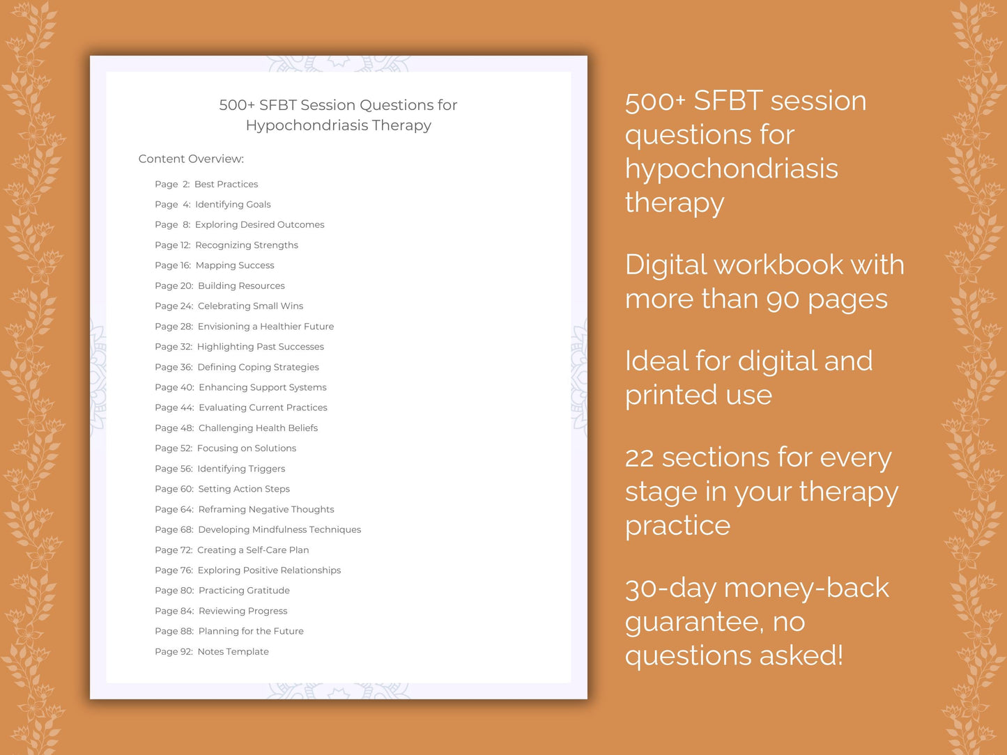 Hypochondriasis Solution-Focused Brief Therapy (SFBT) Therapist Worksheets