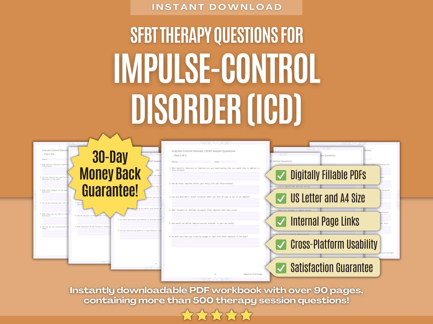 Impulse-Control Disorder (ICD) Solution-Focused Brief Therapy (SFBT) Psychology Workbooks