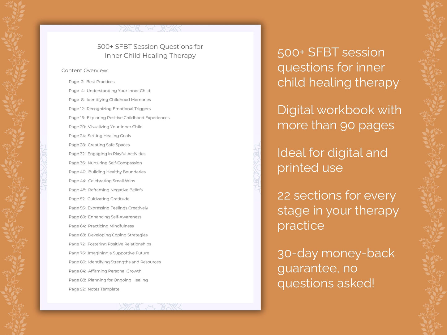 Inner Child Healing Solution-Focused Brief Therapy (SFBT) Therapist Worksheets