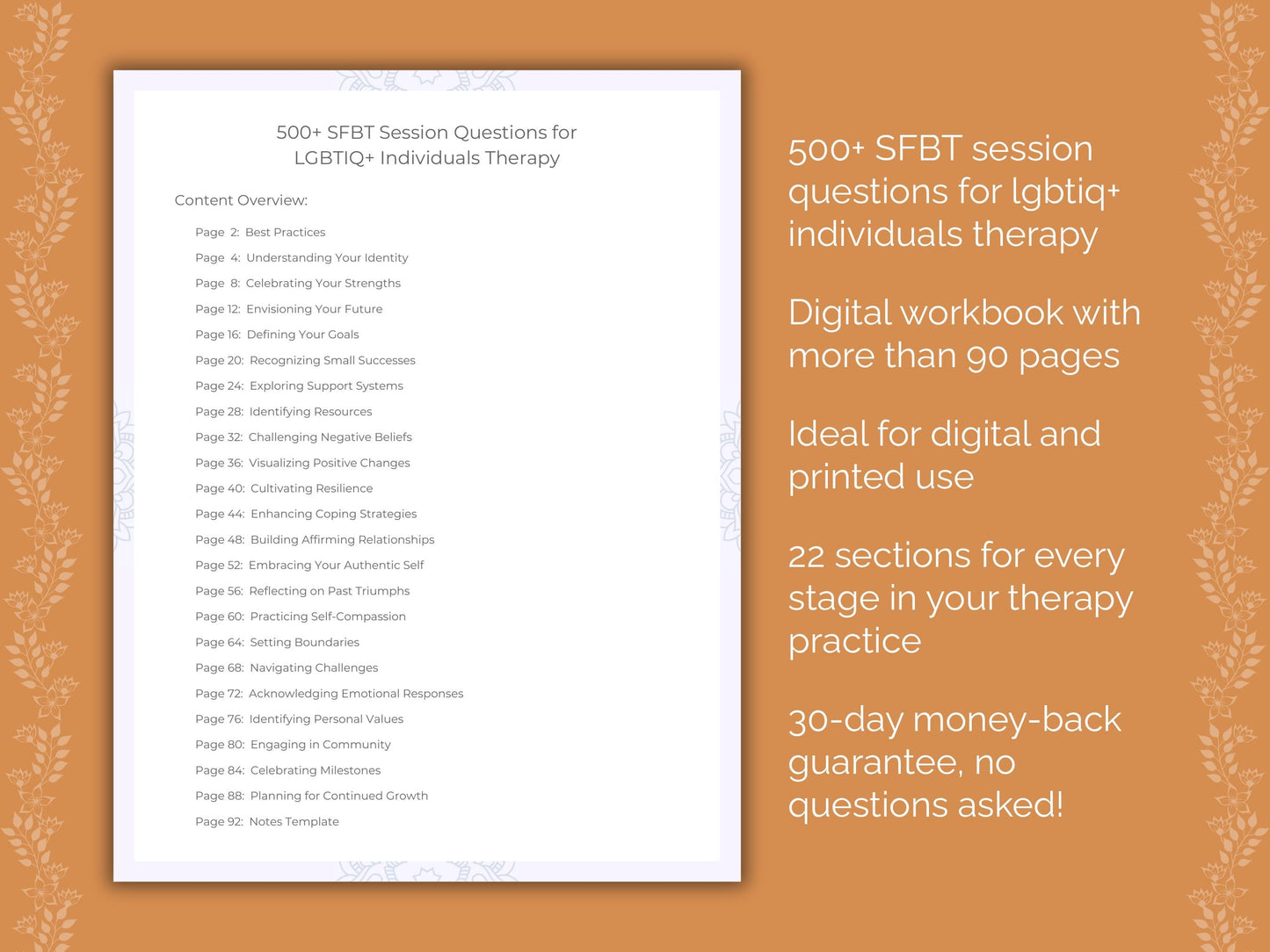 LGBTIQ+ Individuals Solution-Focused Brief Therapy (SFBT) Therapist Worksheets