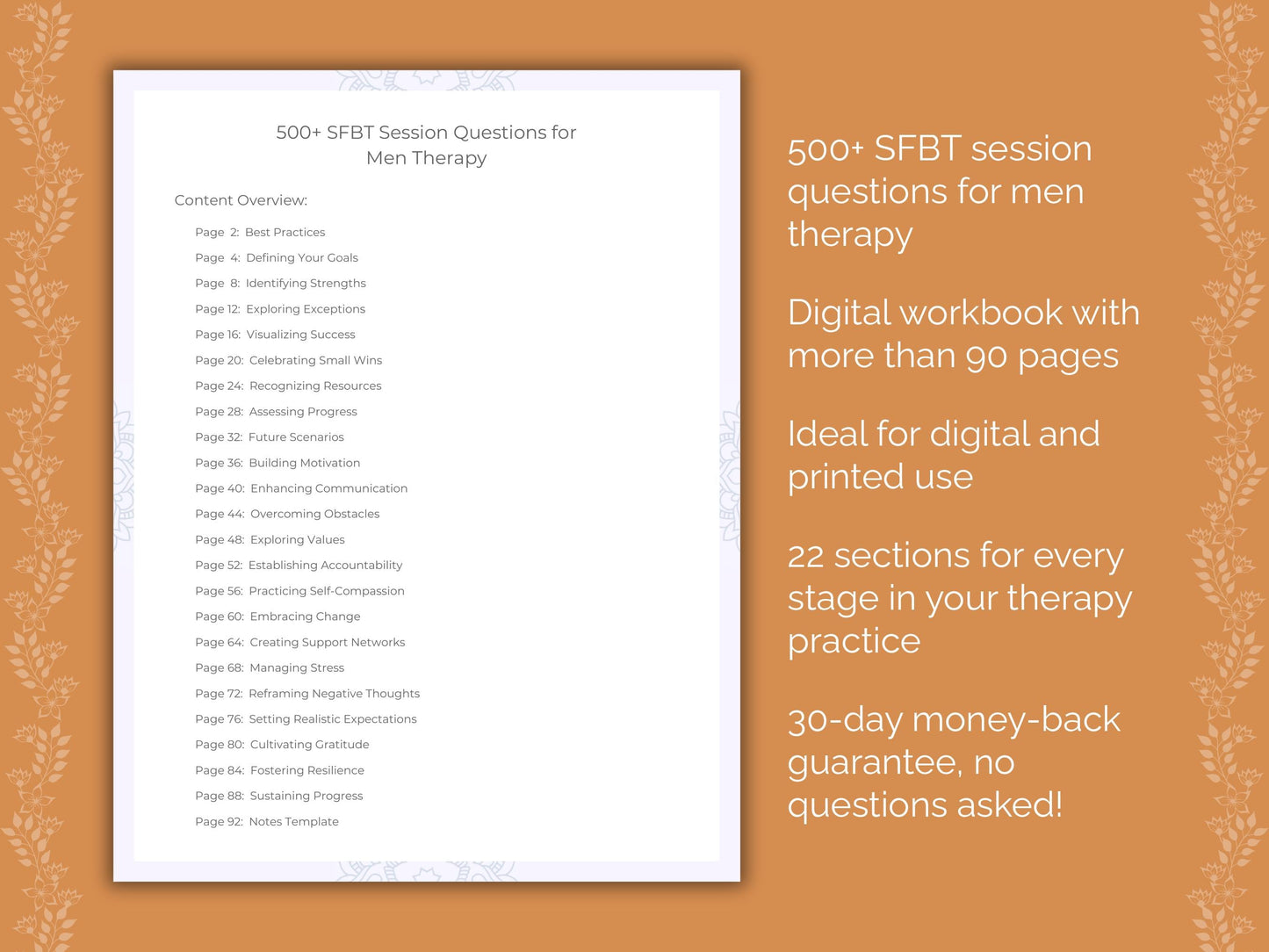 Men Solution-Focused Brief Therapy (SFBT) Therapist Worksheets