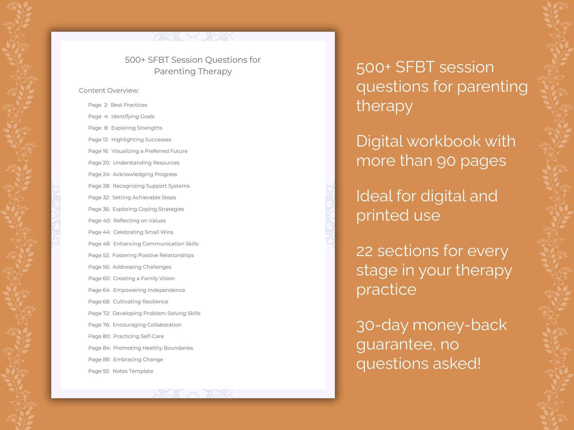 Parenting Solution-Focused Brief Therapy (SFBT) Therapist Worksheets