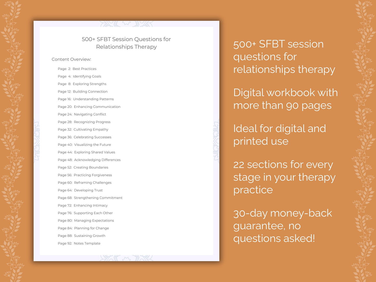 Relationships Solution-Focused Brief Therapy (SFBT) Therapist Worksheets