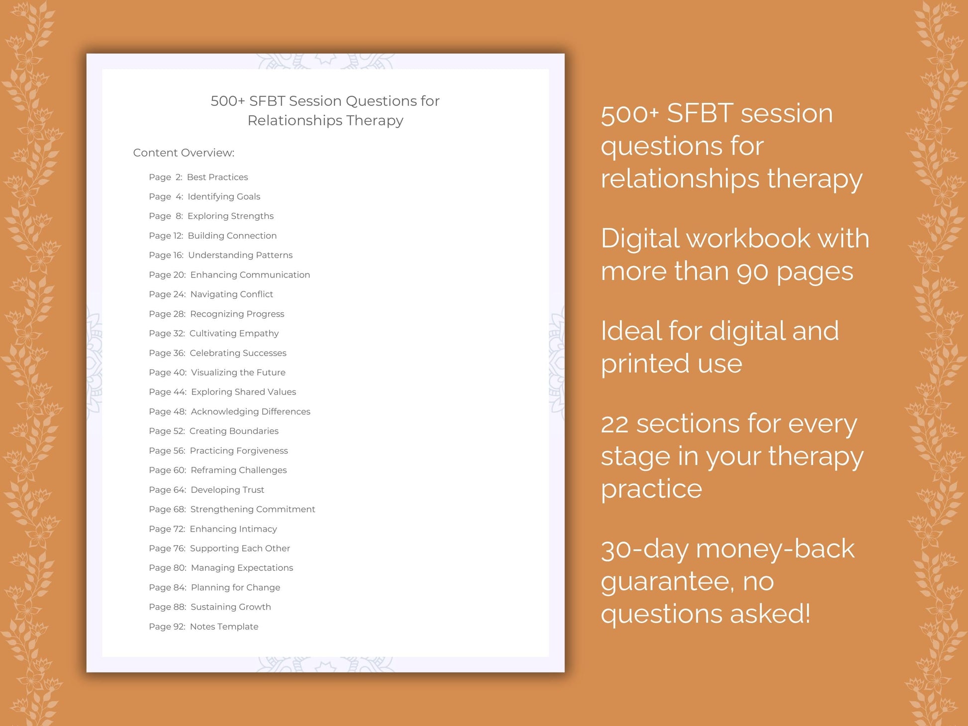 Relationships Solution-Focused Brief Therapy (SFBT) Therapist Worksheets