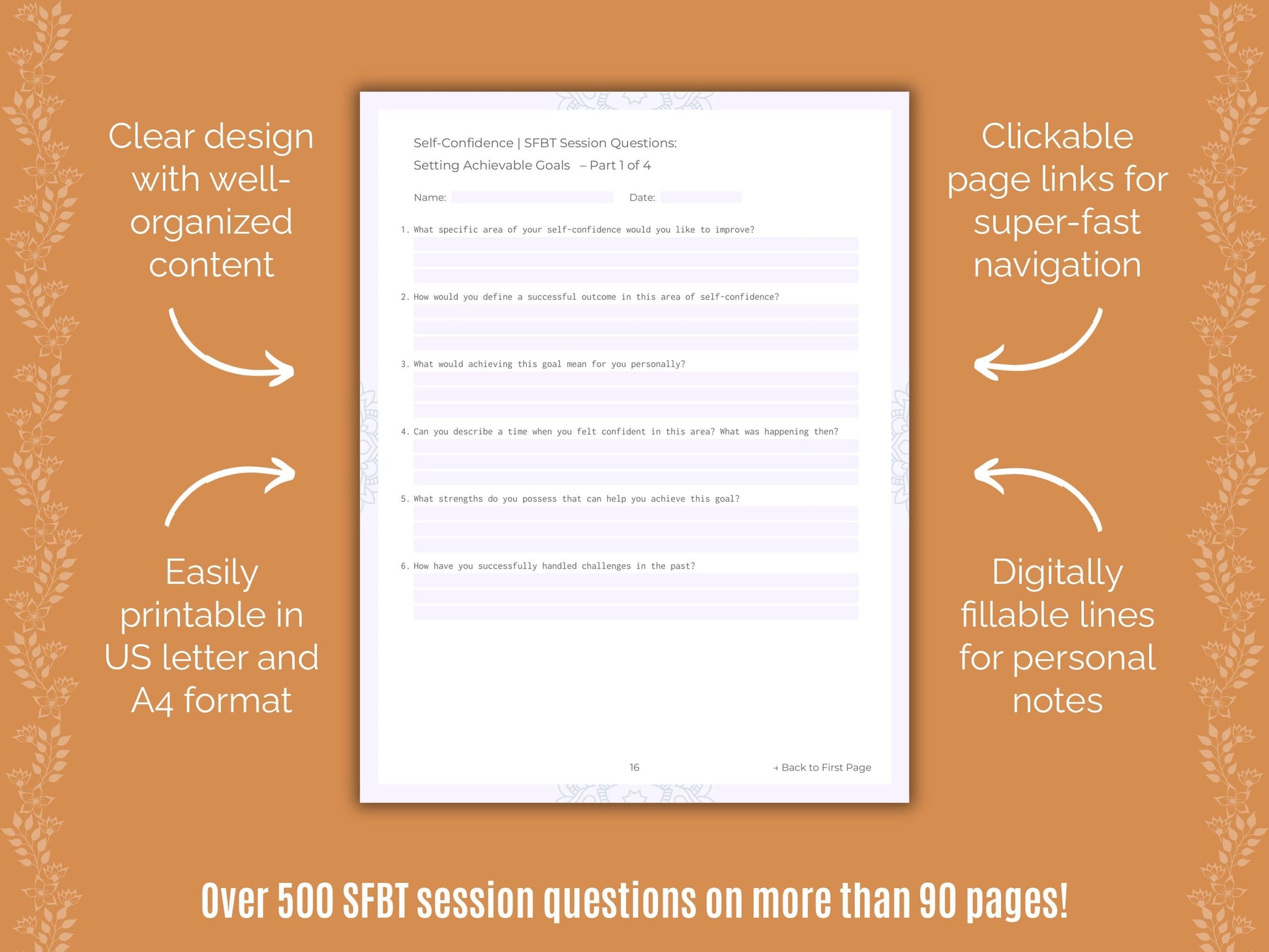 Self-Confidence Solution-Focused Brief Therapy (SFBT) Counseling Templates