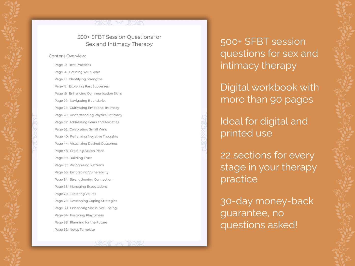 Sex and Intimacy Solution-Focused Brief Therapy (SFBT) Therapist Worksheets