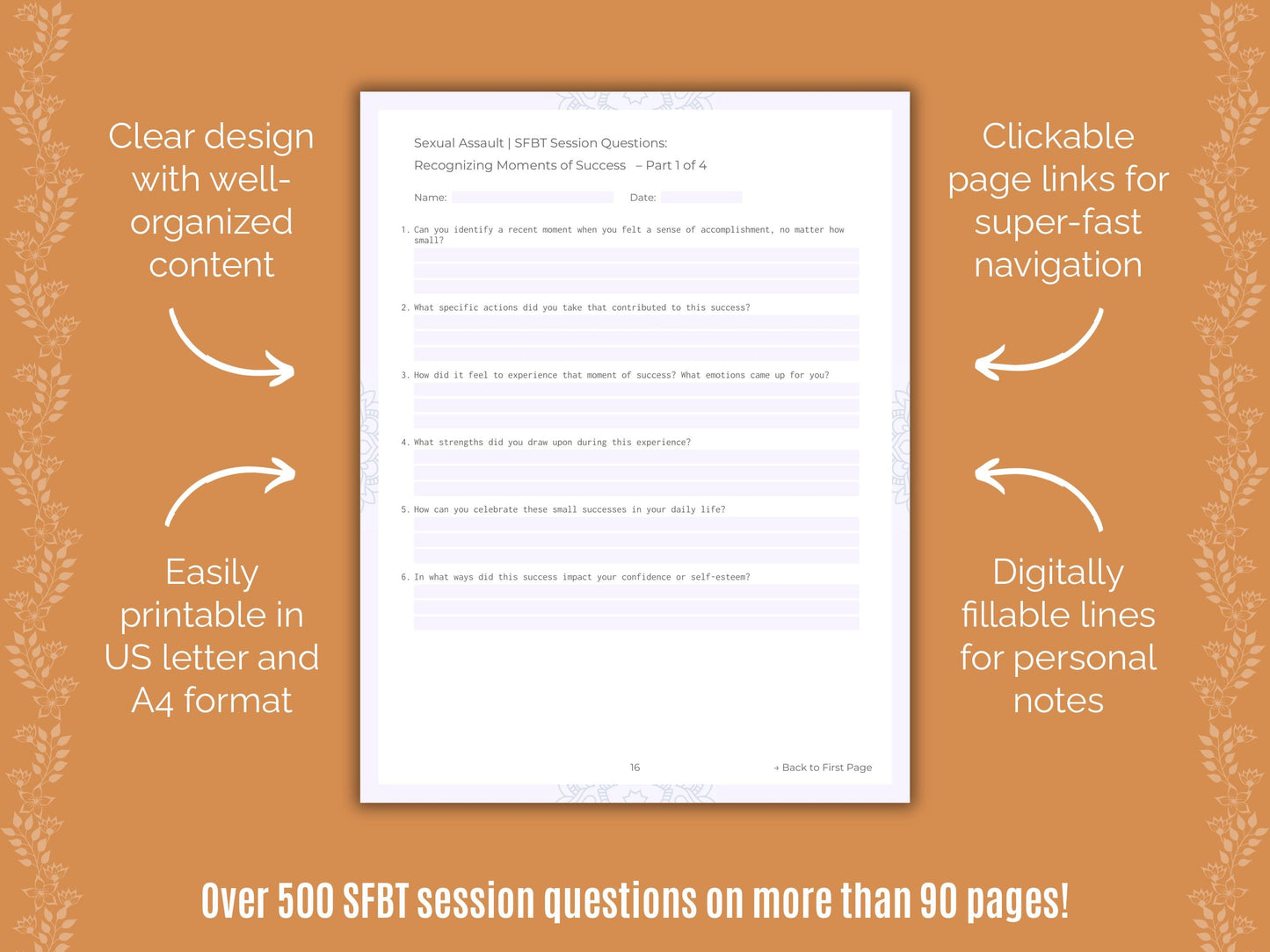 Sexual Assault Solution-Focused Brief Therapy (SFBT) Counseling Templates