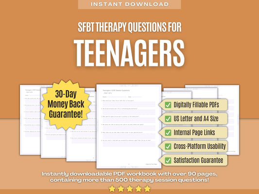 Teenagers Solution-Focused Brief Therapy (SFBT) Psychology Workbooks