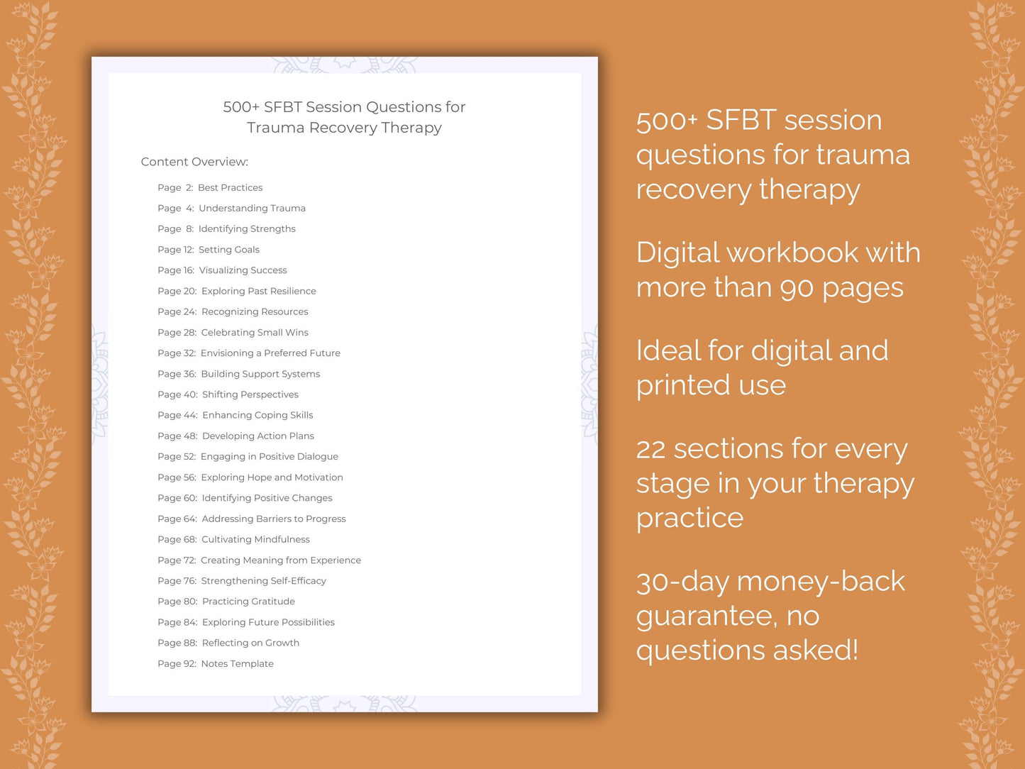 Trauma Recovery Solution-Focused Brief Therapy (SFBT) Therapist Worksheets