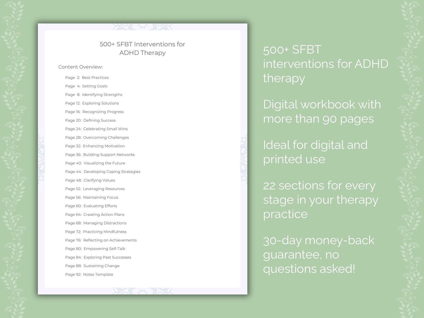 ADHD Solution-Focused Brief Therapy (SFBT) Therapist Worksheets
