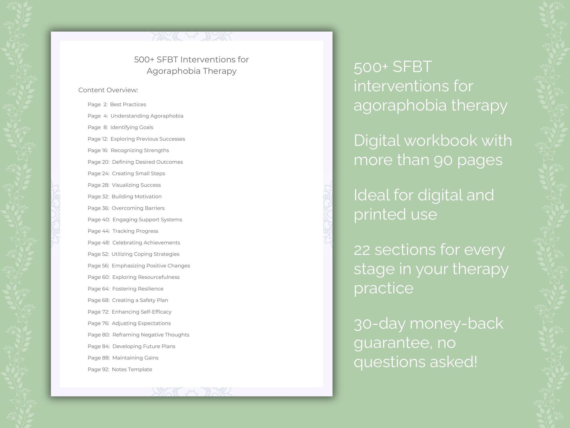 Agoraphobia Solution-Focused Brief Therapy (SFBT) Therapist Worksheets