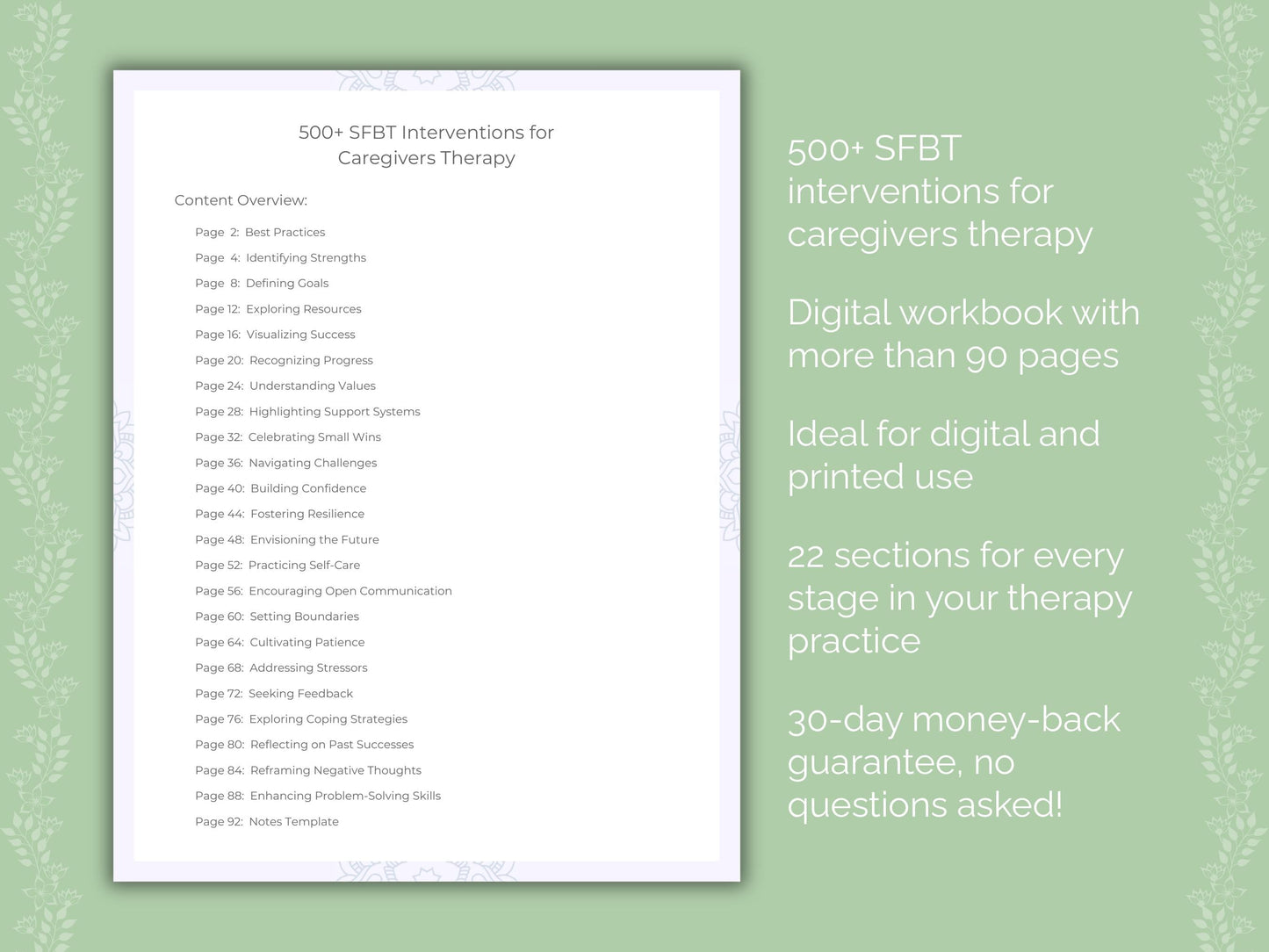 Caregivers Solution-Focused Brief Therapy (SFBT) Therapist Worksheets