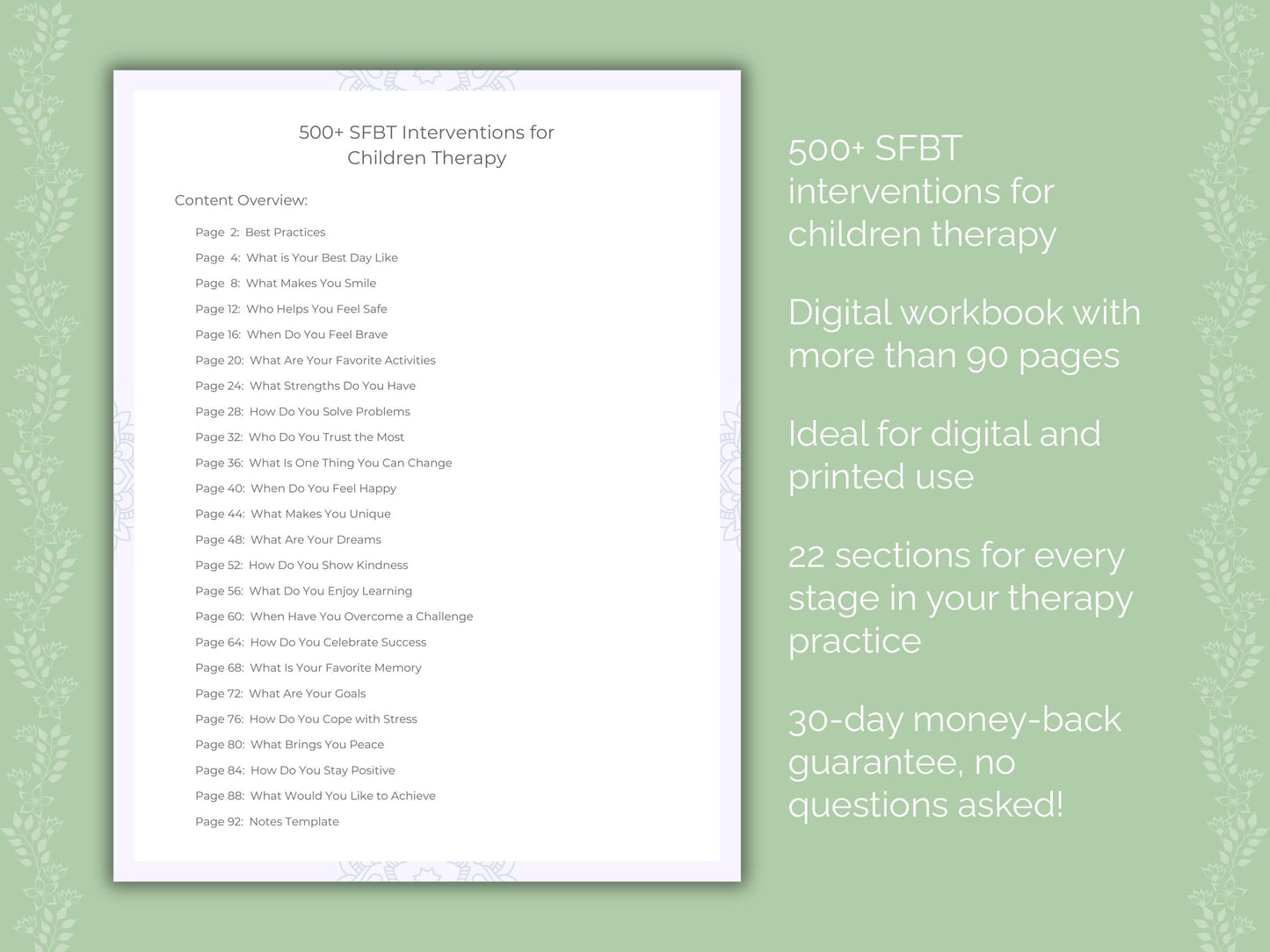 Children Solution-Focused Brief Therapy (SFBT) Therapist Worksheets