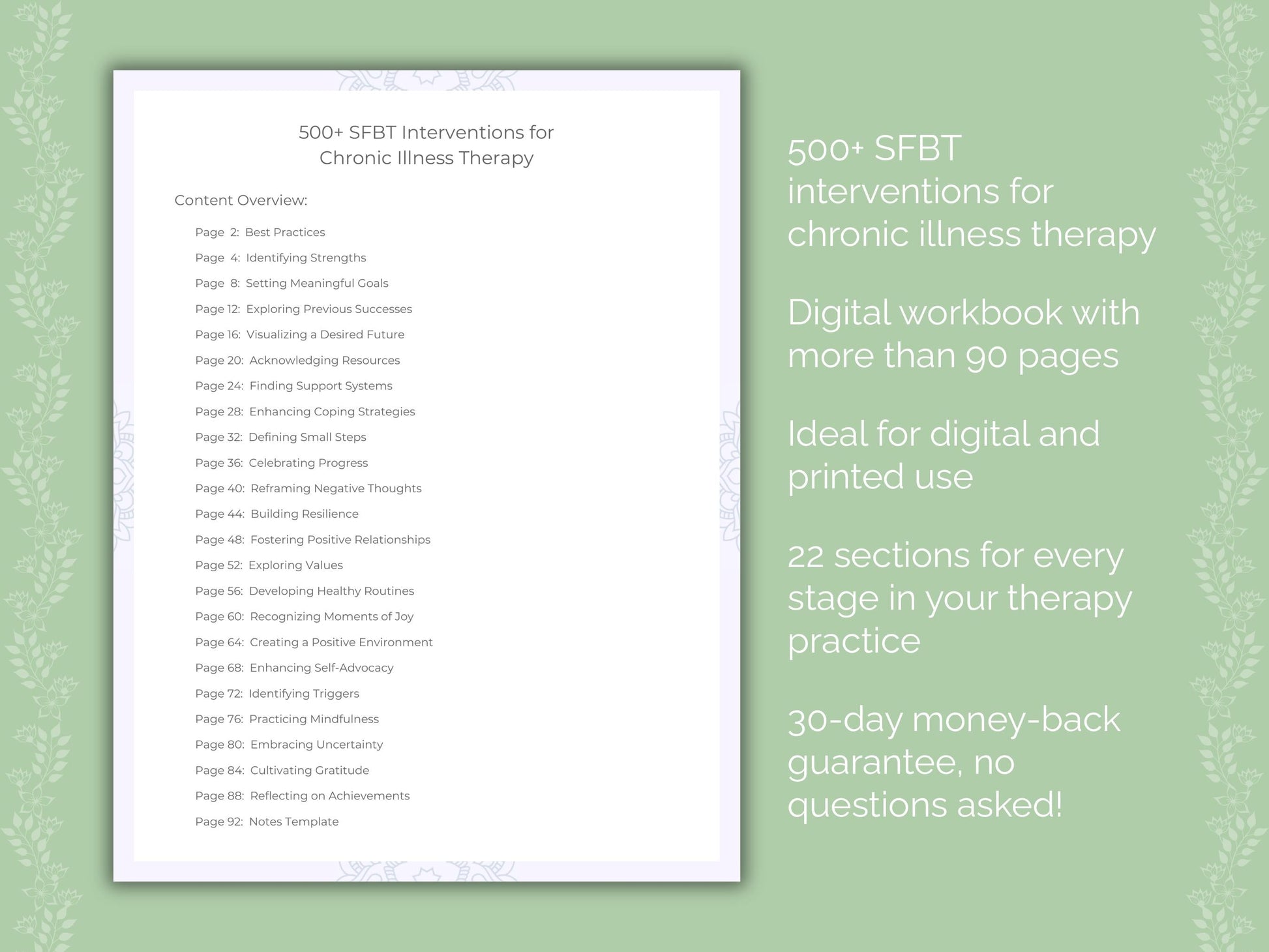 Chronic Illness Solution-Focused Brief Therapy (SFBT) Therapist Worksheets