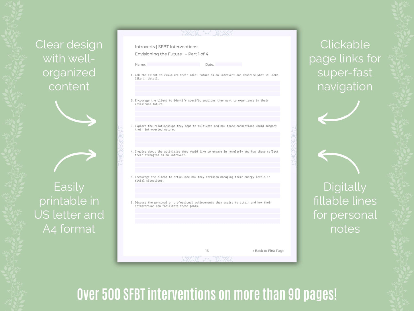 Introversion Solution-Focused Brief Therapy (SFBT) Counseling Templates