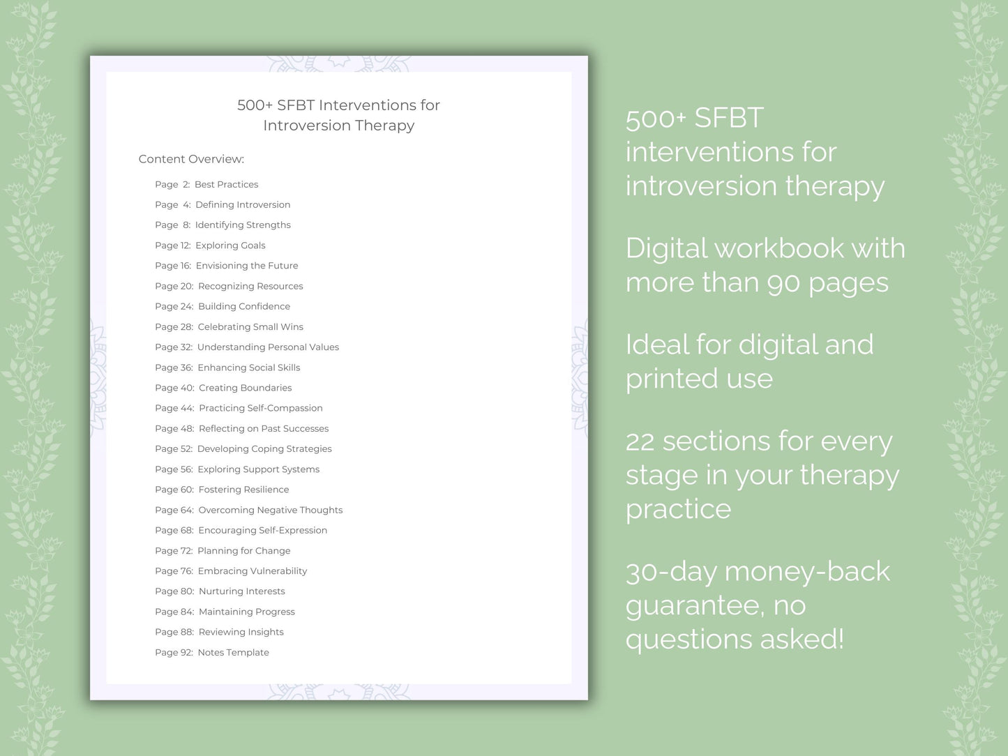Introversion Solution-Focused Brief Therapy (SFBT) Therapist Worksheets