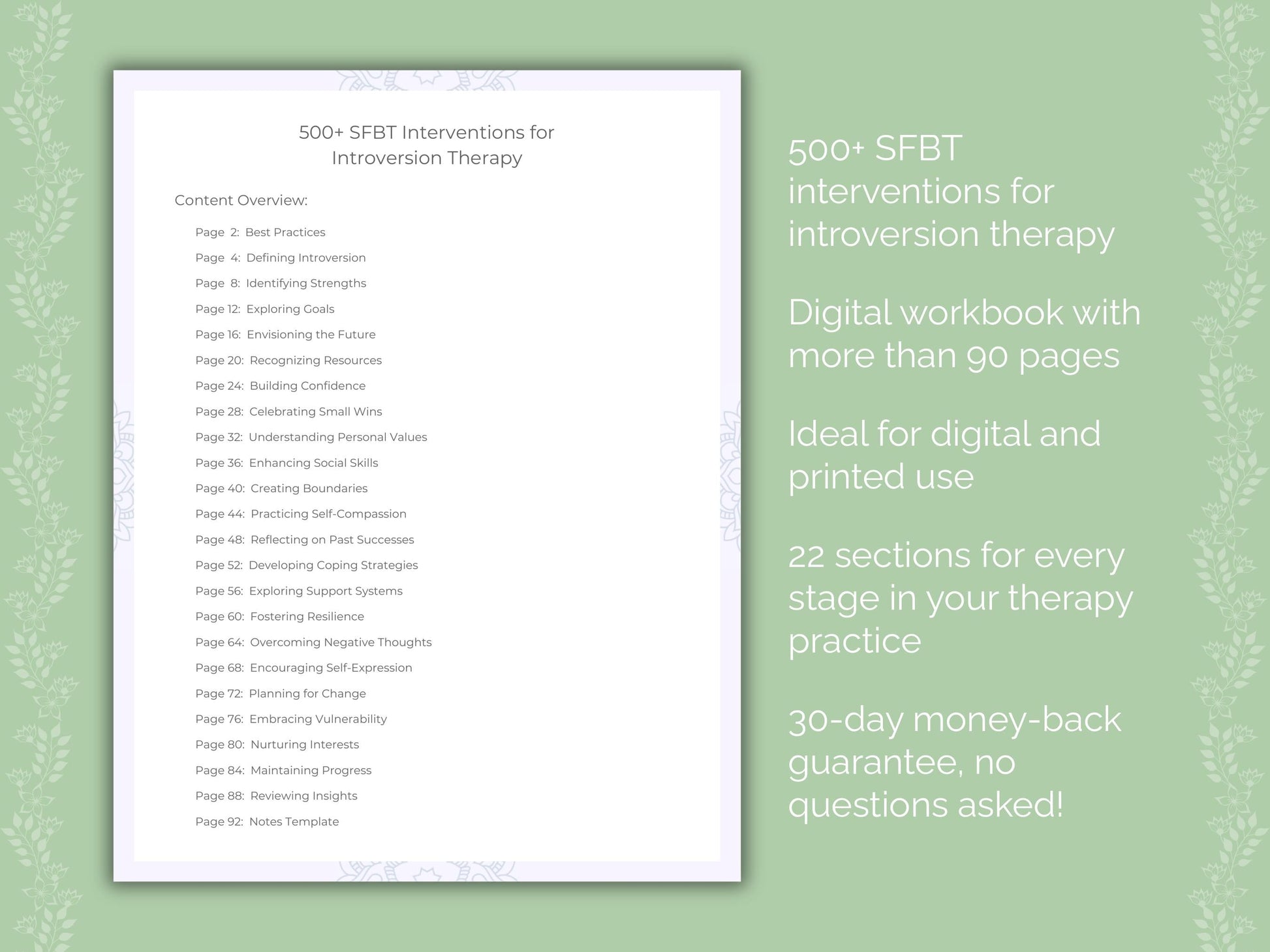 Introversion Solution-Focused Brief Therapy (SFBT) Therapist Worksheets