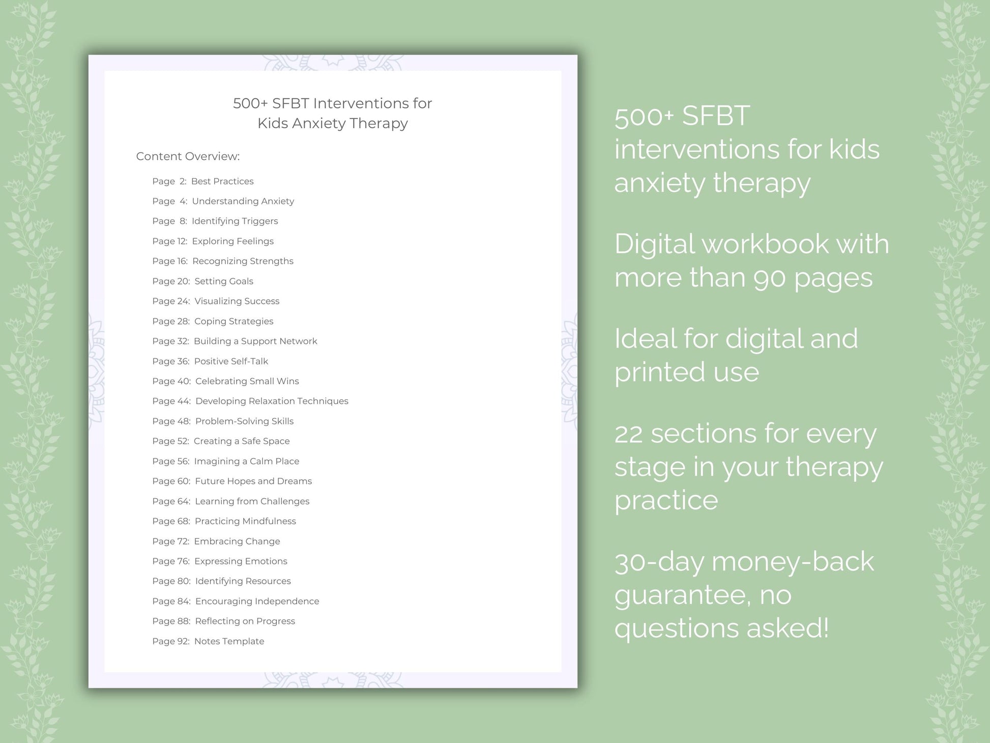 Kids Anxiety Solution-Focused Brief Therapy (SFBT) Therapist Worksheets