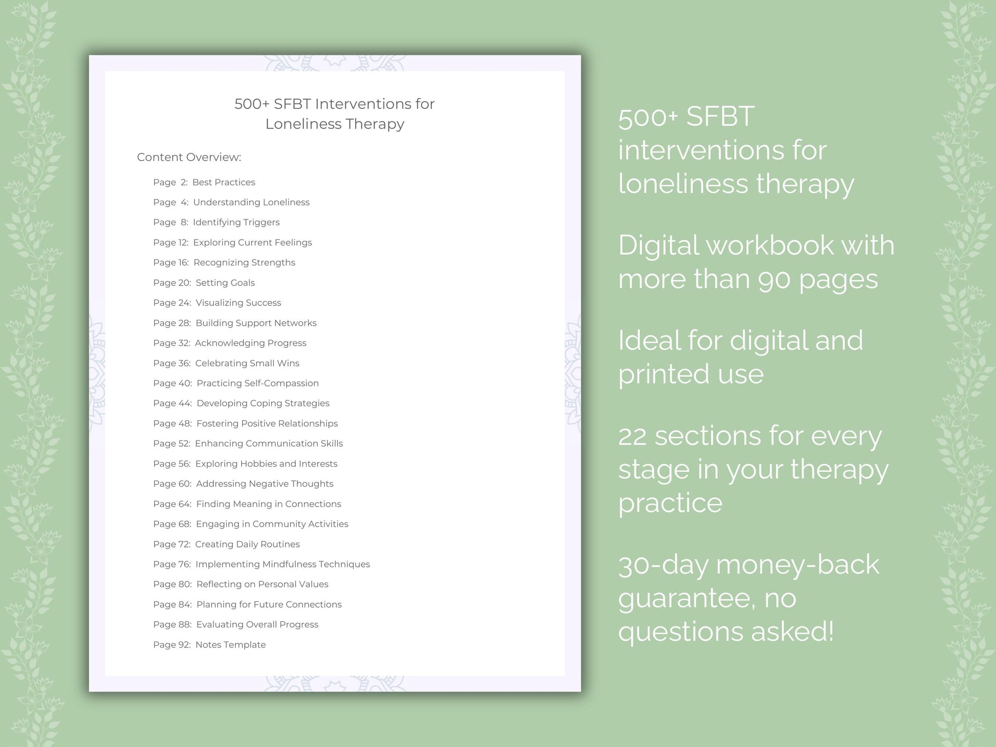 Loneliness Solution-Focused Brief Therapy (SFBT) Therapist Worksheets