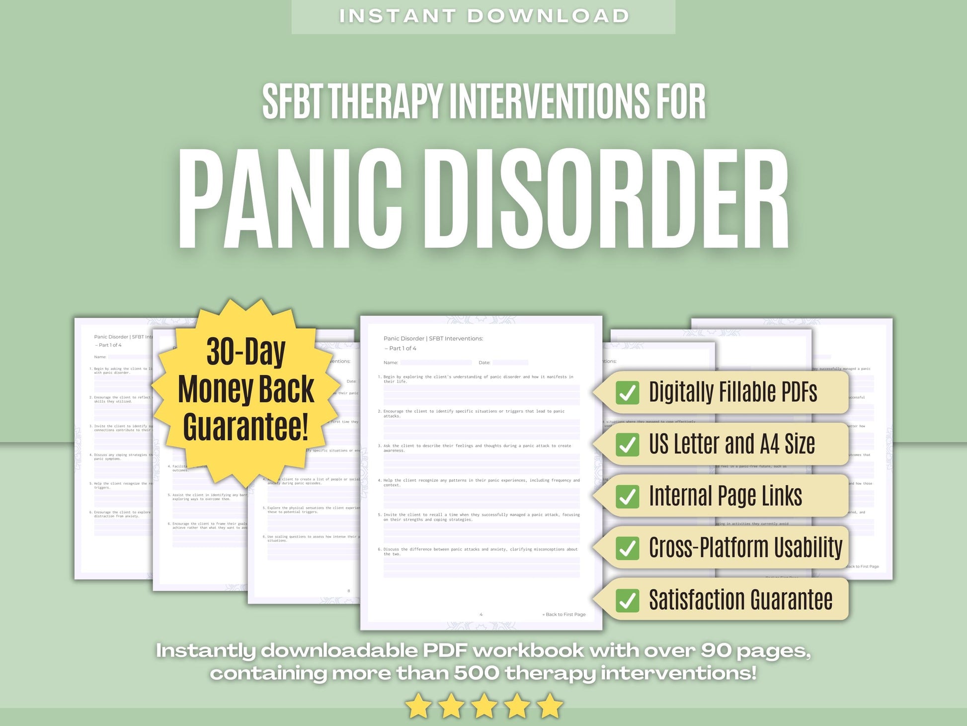 Panic Disorder Solution-Focused Brief Therapy (SFBT) Psychology Workbooks