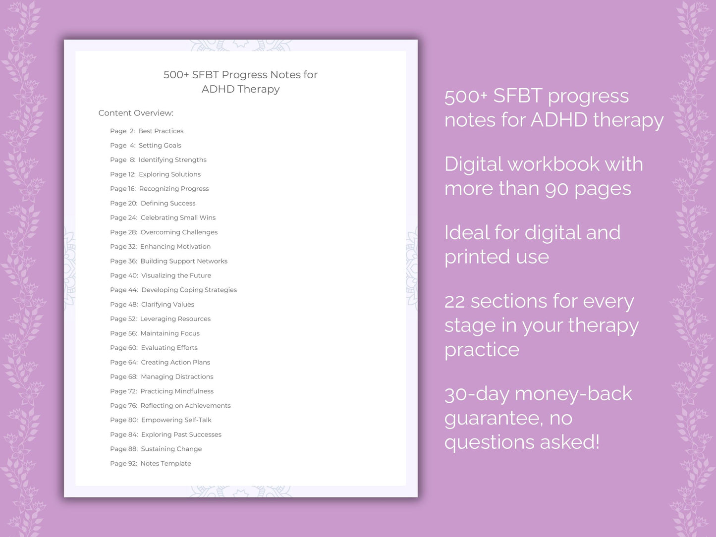 ADHD Solution-Focused Brief Therapy (SFBT) Therapist Worksheets