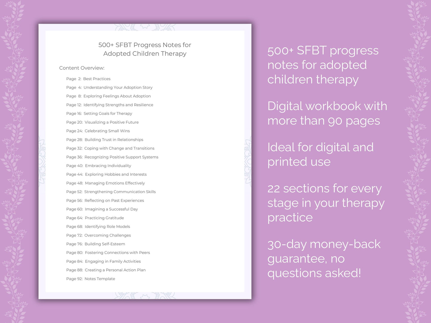 Adopted Children Solution-Focused Brief Therapy (SFBT) Therapist Worksheets