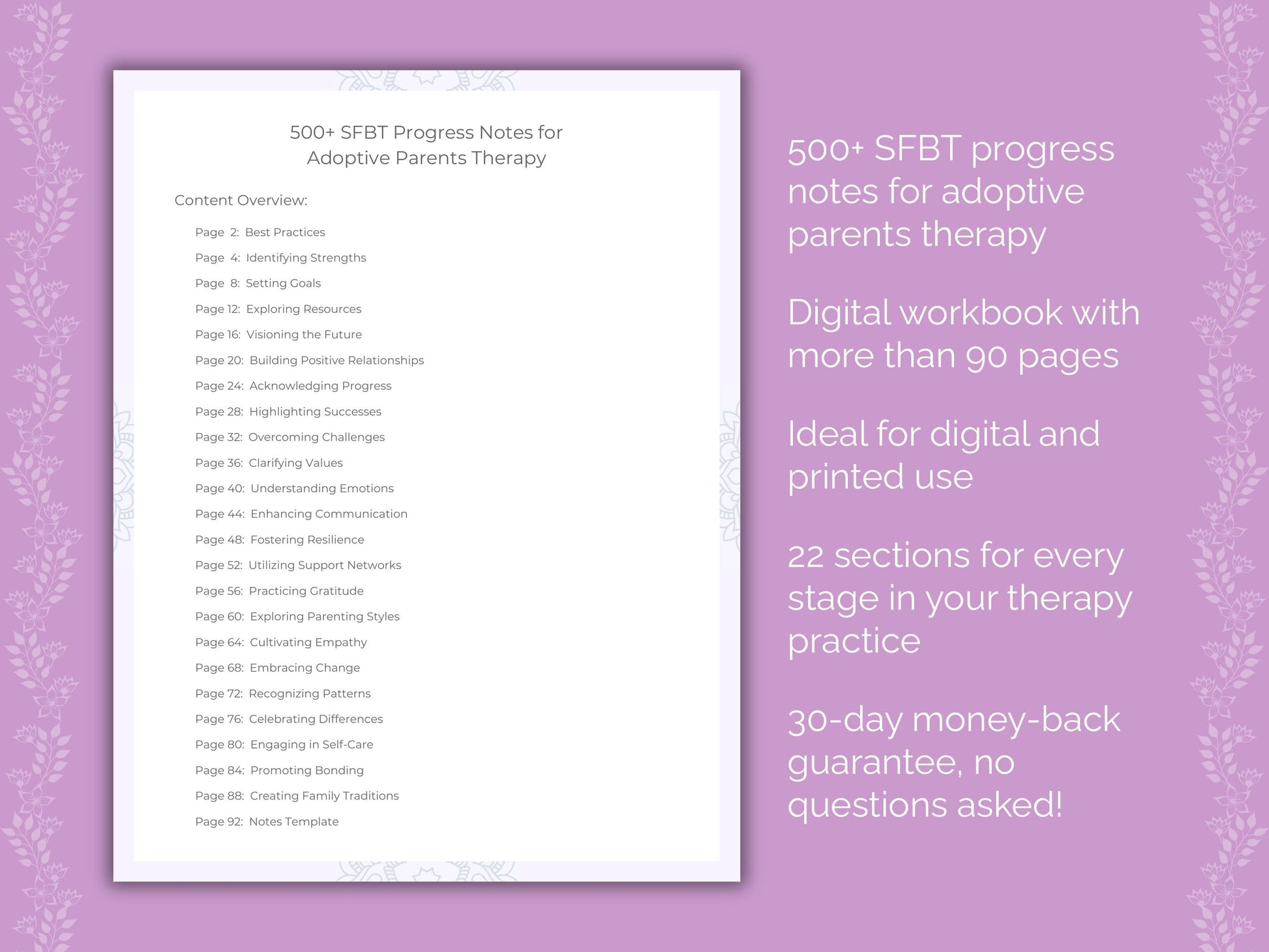 Adoptive Parents Solution-Focused Brief Therapy (SFBT) Therapist Worksheets