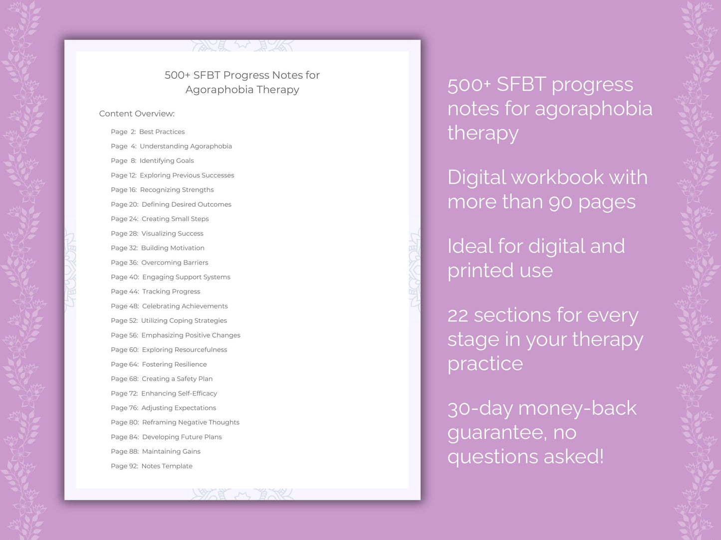 Agoraphobia Solution-Focused Brief Therapy (SFBT) Therapist Worksheets