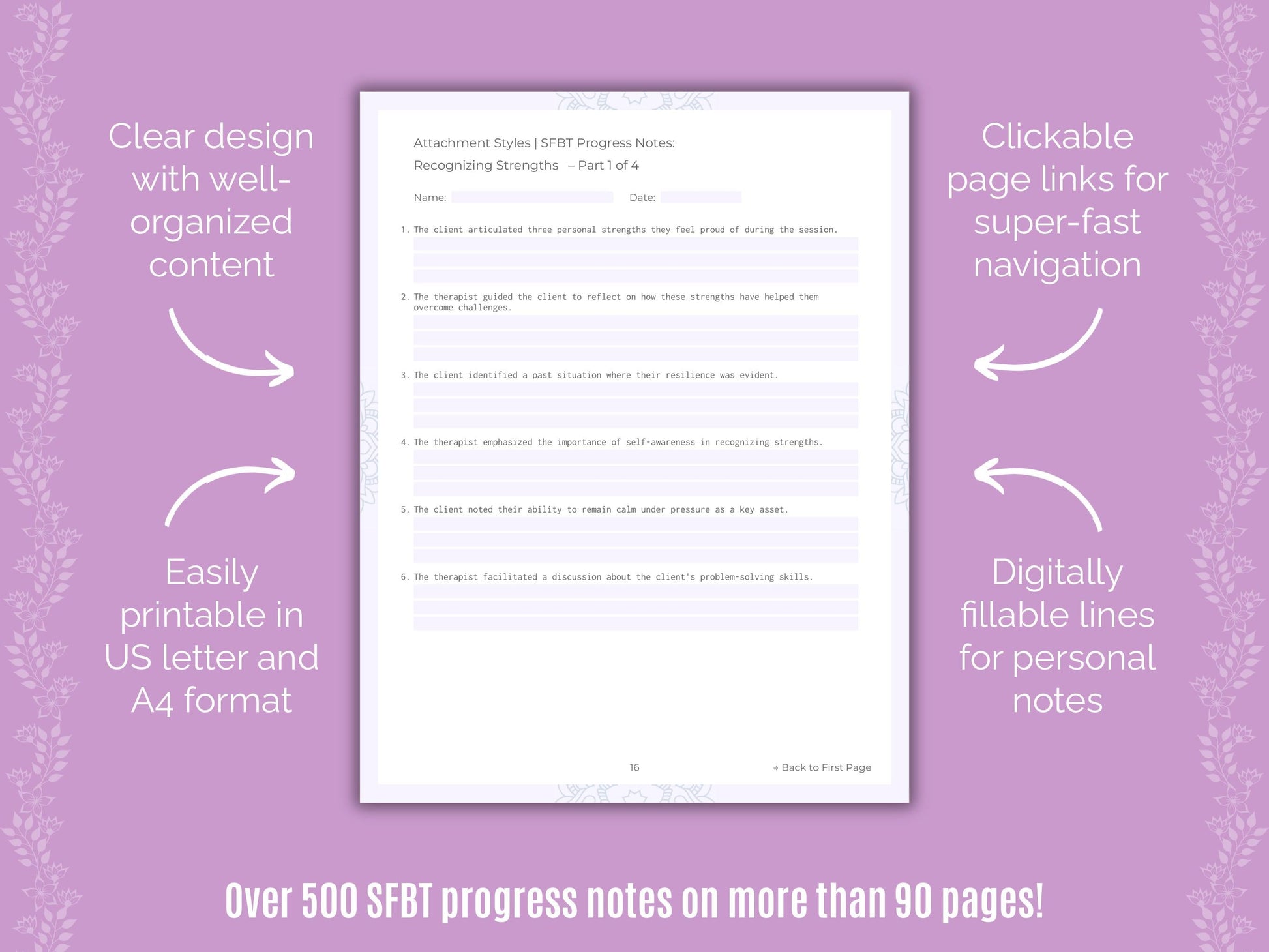 Attachment Styles Solution-Focused Brief Therapy (SFBT) Counseling Templates