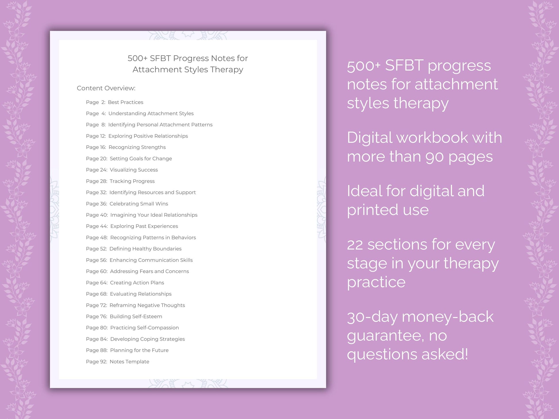 Attachment Styles Solution-Focused Brief Therapy (SFBT) Therapist Worksheets