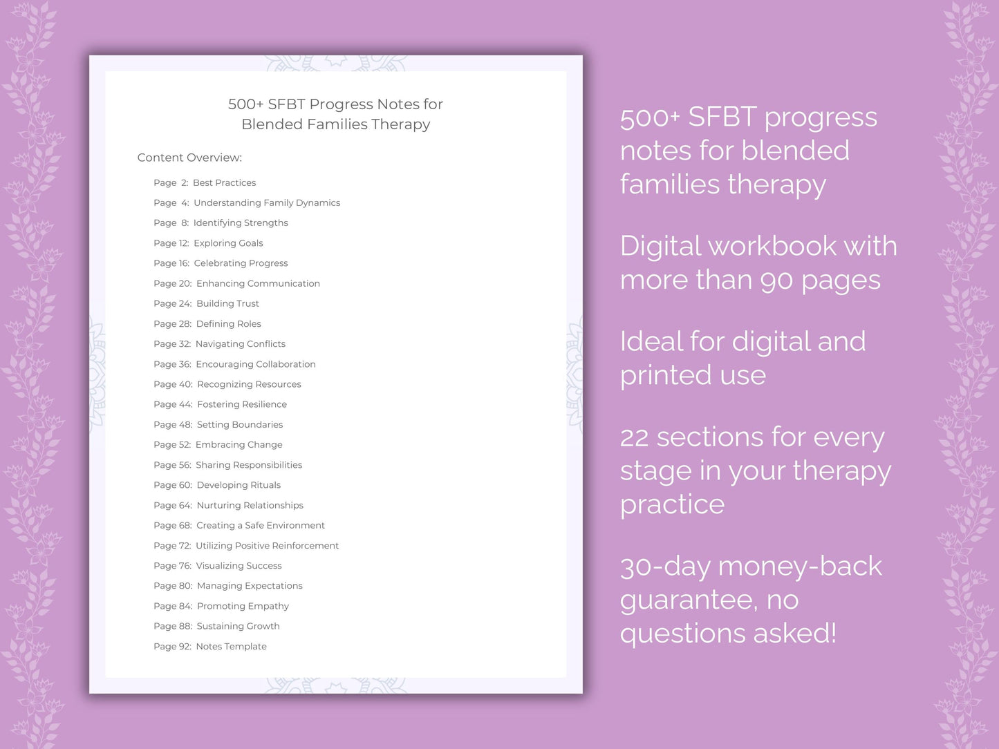 Blended Families Solution-Focused Brief Therapy (SFBT) Therapist Worksheets