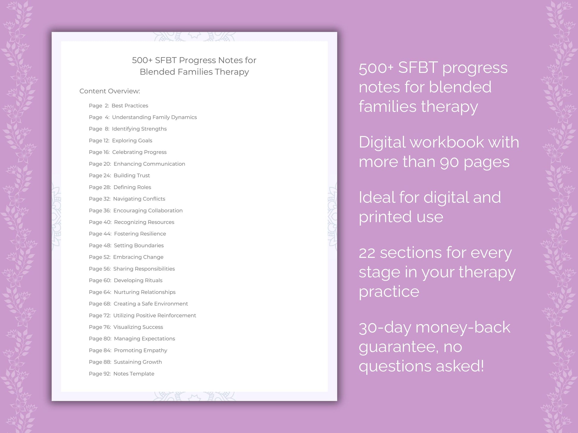 Blended Families Solution-Focused Brief Therapy (SFBT) Therapist Worksheets