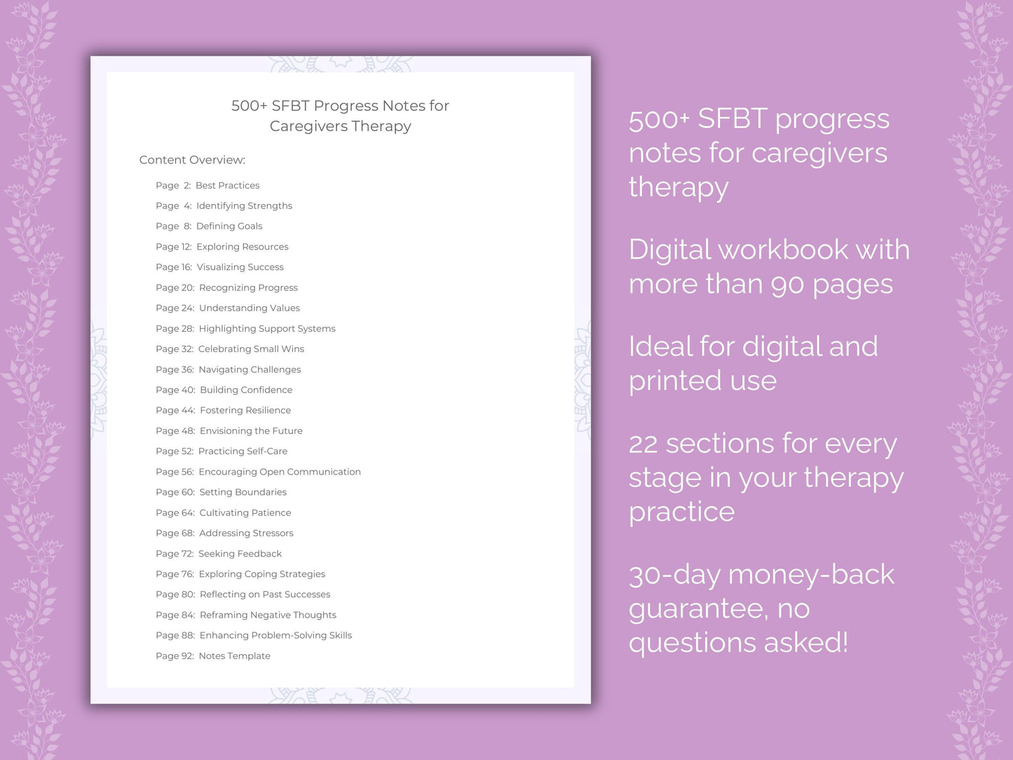 Caregivers Solution-Focused Brief Therapy (SFBT) Therapist Worksheets