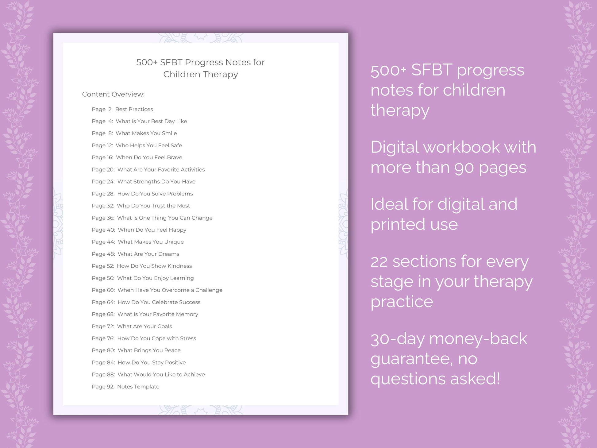 Children Solution-Focused Brief Therapy (SFBT) Therapist Worksheets