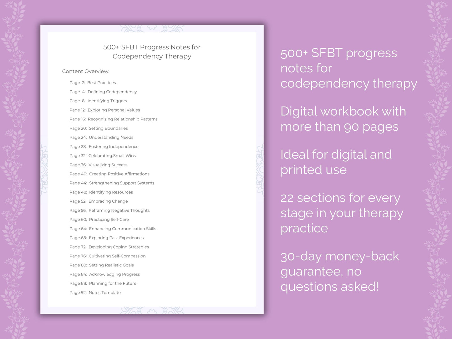 Codependency Solution-Focused Brief Therapy (SFBT) Therapist Worksheets