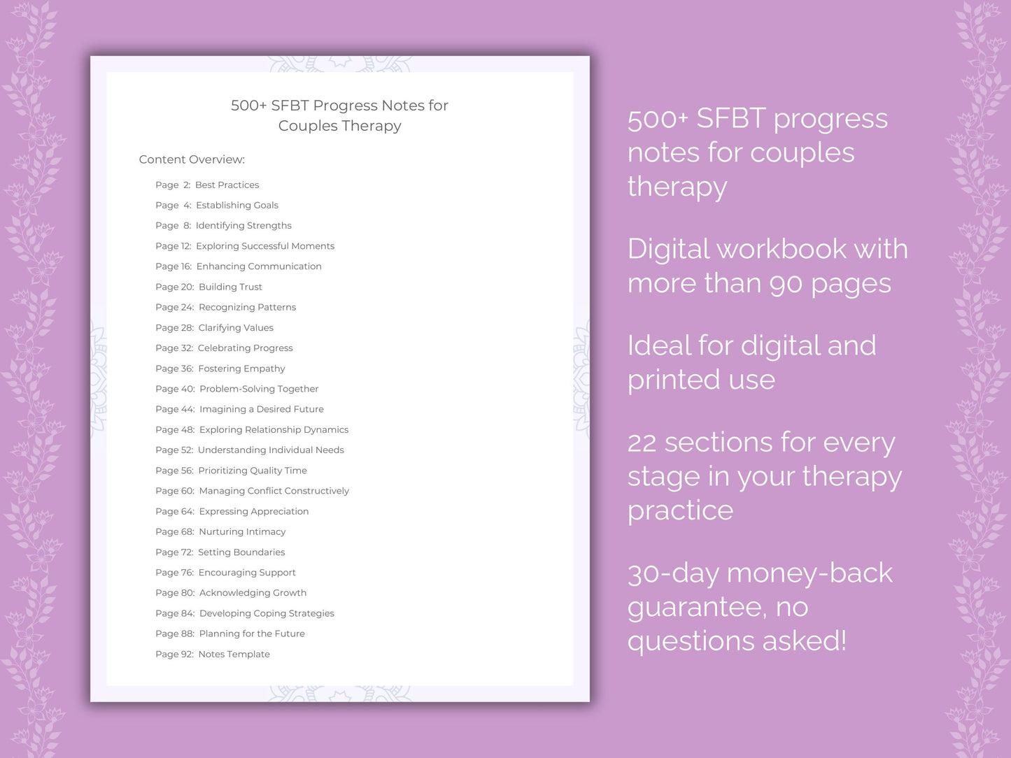 Couples Solution-Focused Brief Therapy (SFBT) Therapist Worksheets