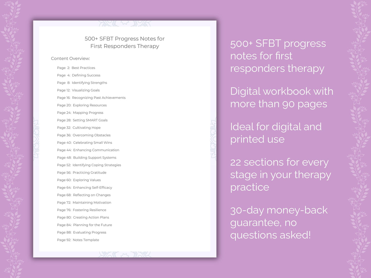 First Responders Solution-Focused Brief Therapy (SFBT) Therapist Worksheets