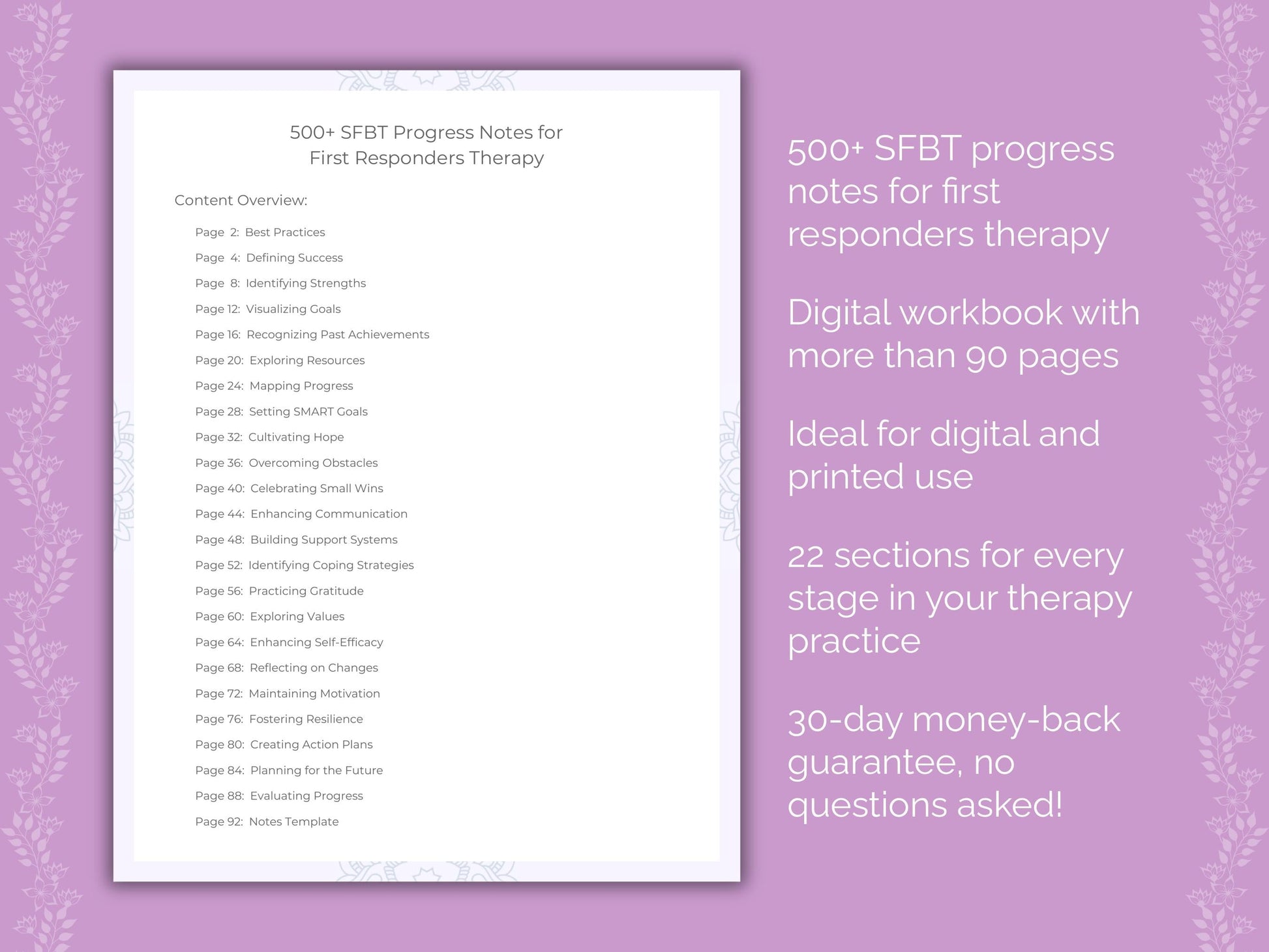 First Responders Solution-Focused Brief Therapy (SFBT) Therapist Worksheets