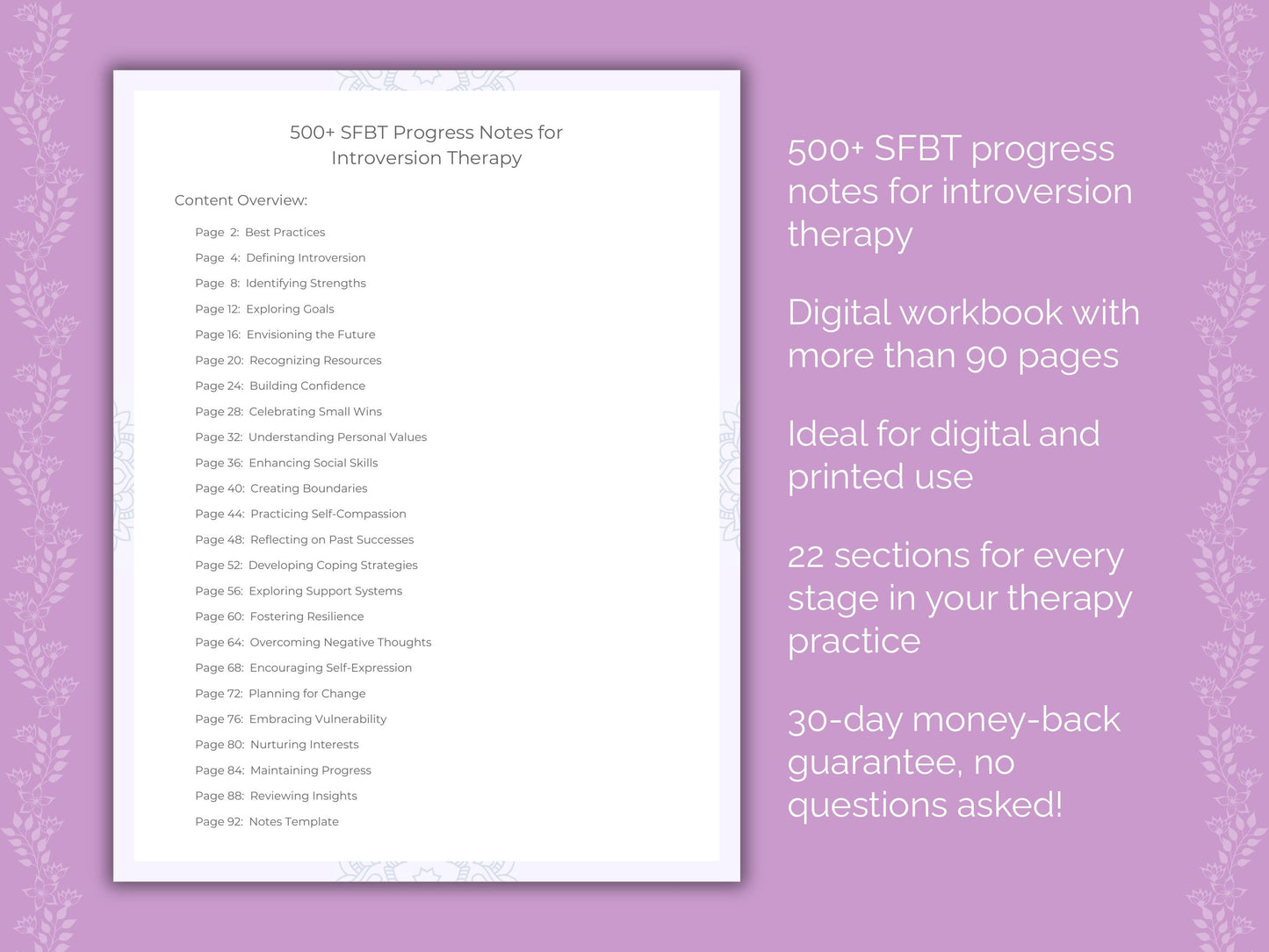 Introversion Solution-Focused Brief Therapy (SFBT) Therapist Worksheets