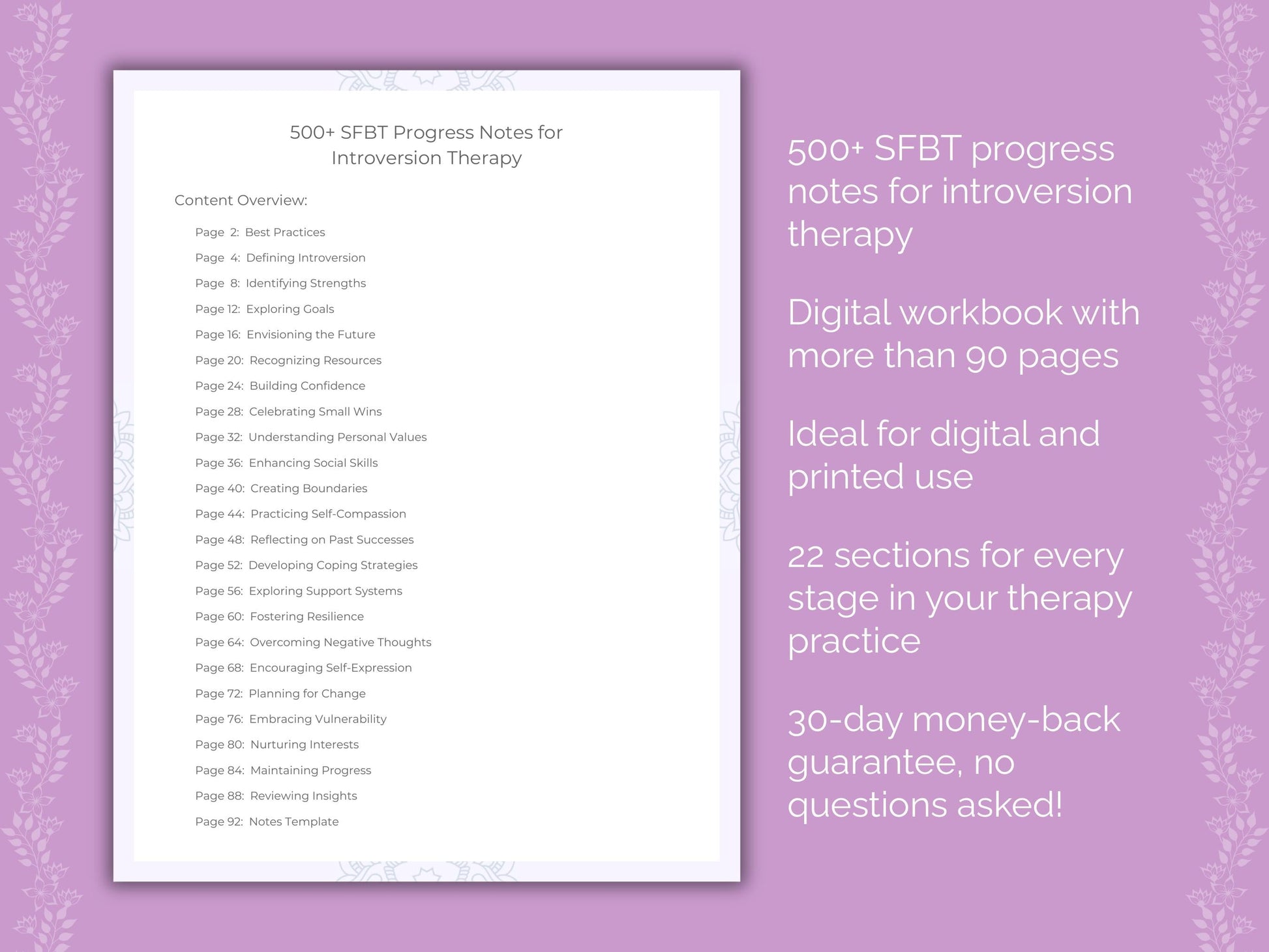 Introversion Solution-Focused Brief Therapy (SFBT) Therapist Worksheets