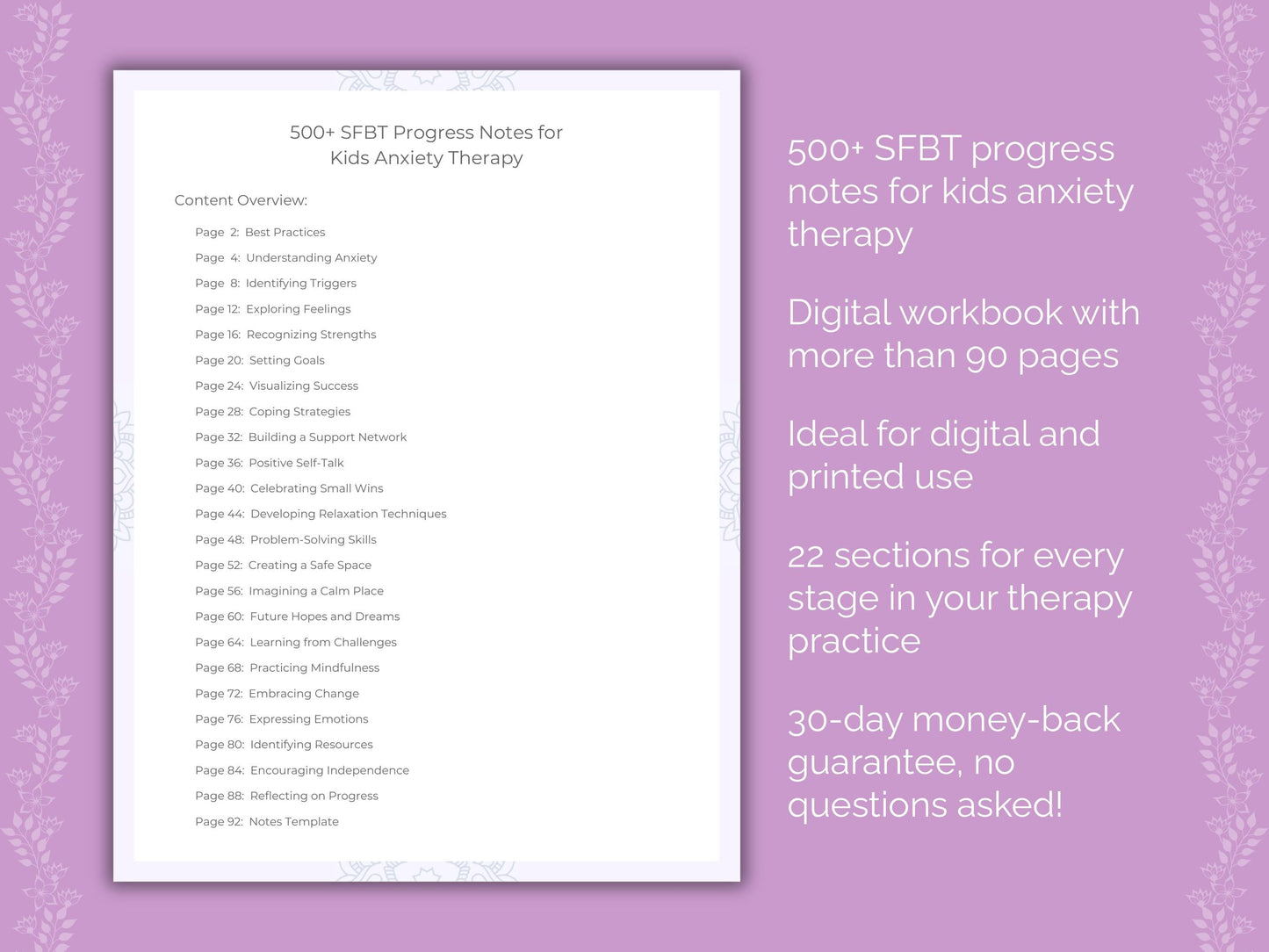 Kids Anxiety Solution-Focused Brief Therapy (SFBT) Therapist Worksheets