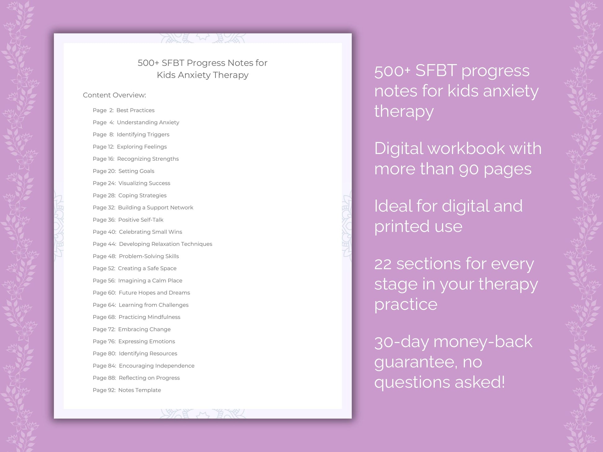 Kids Anxiety Solution-Focused Brief Therapy (SFBT) Therapist Worksheets
