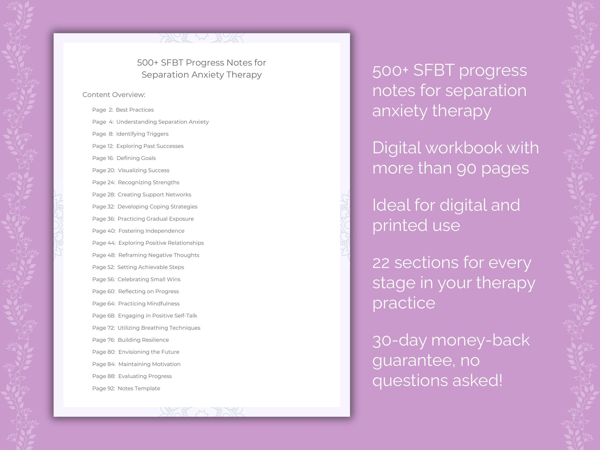 Separation Anxiety Solution-Focused Brief Therapy (SFBT) Therapist Worksheets