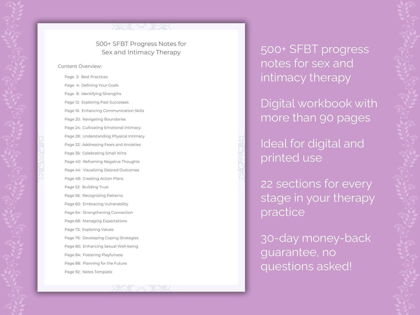 Sex and Intimacy Solution-Focused Brief Therapy (SFBT) Therapist Worksheets