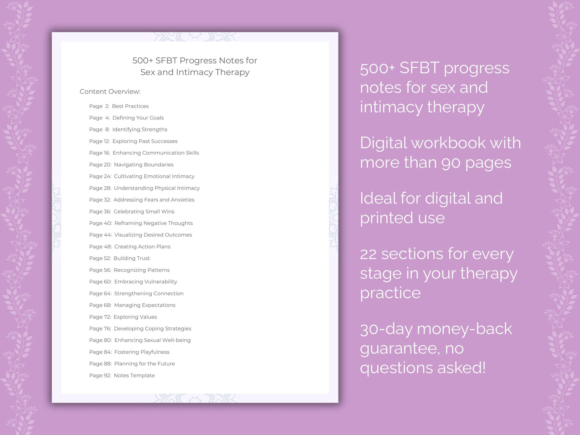 Sex and Intimacy Solution-Focused Brief Therapy (SFBT) Therapist Worksheets