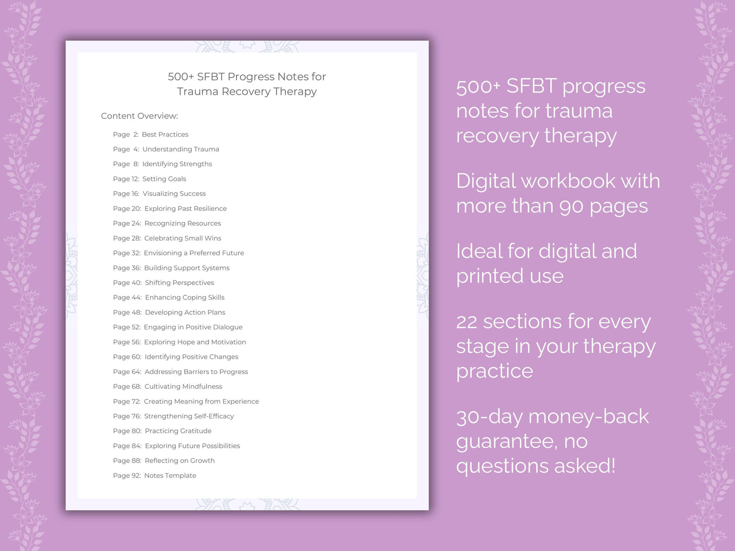 Trauma Recovery Solution-Focused Brief Therapy (SFBT) Therapist Worksheets