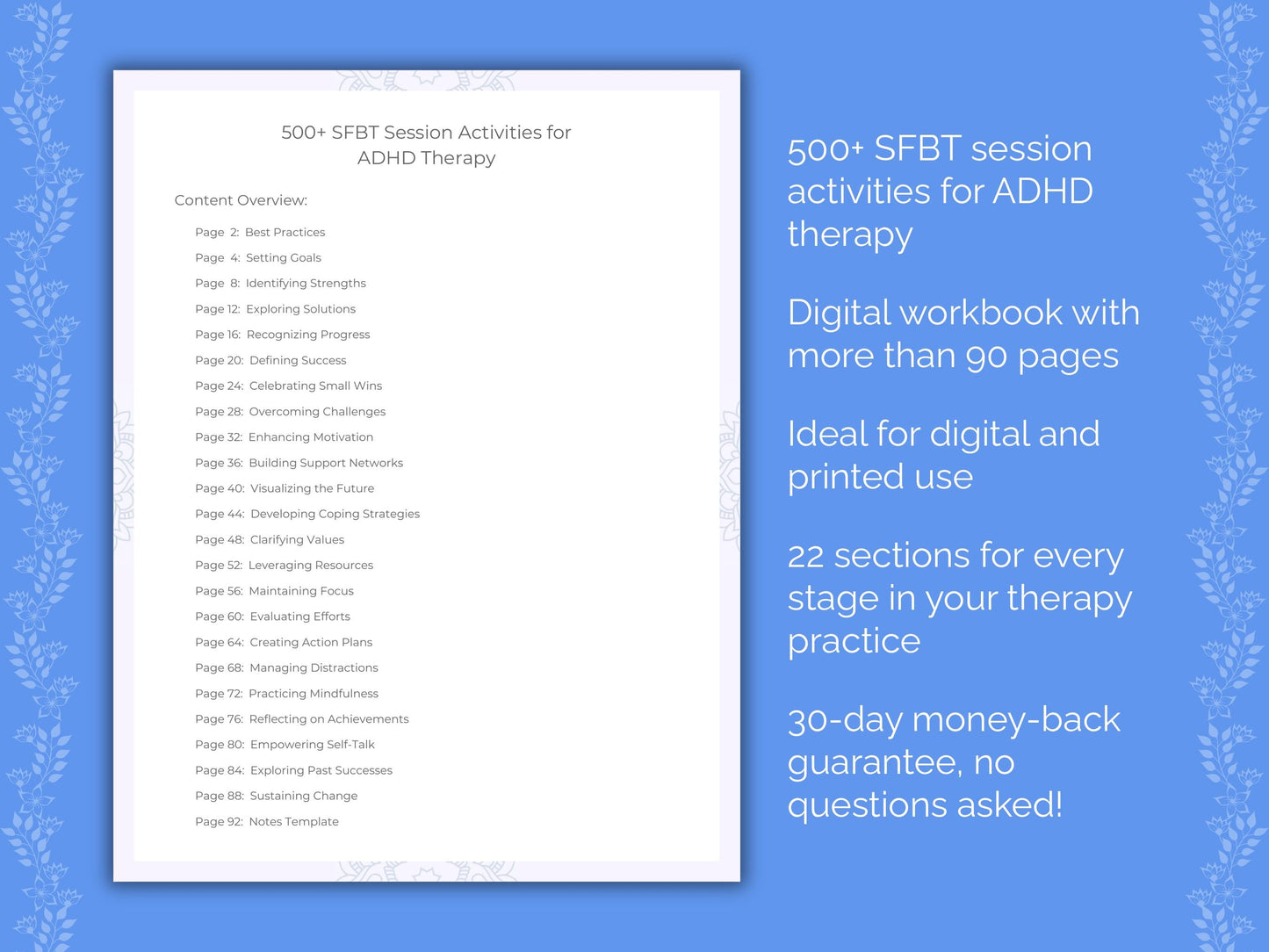 ADHD Solution-Focused Brief Therapy (SFBT) Therapist Worksheets