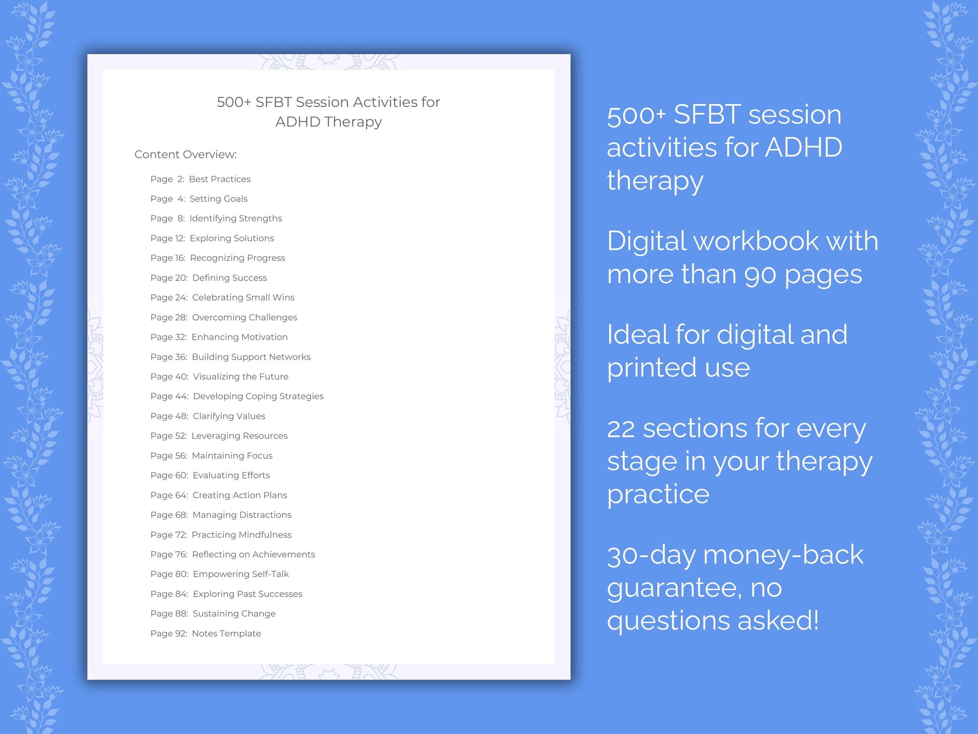 ADHD Solution-Focused Brief Therapy (SFBT) Therapist Worksheets